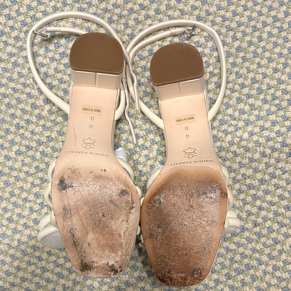 Loeffler Randall Mikel Cream Leather Bow Sandals - Size 6, White - Picture 5 of 5